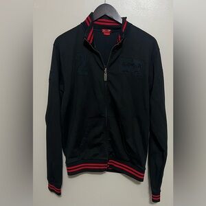 SEVEN 7 Varsity Jacket Zip up Black/Red Size Med